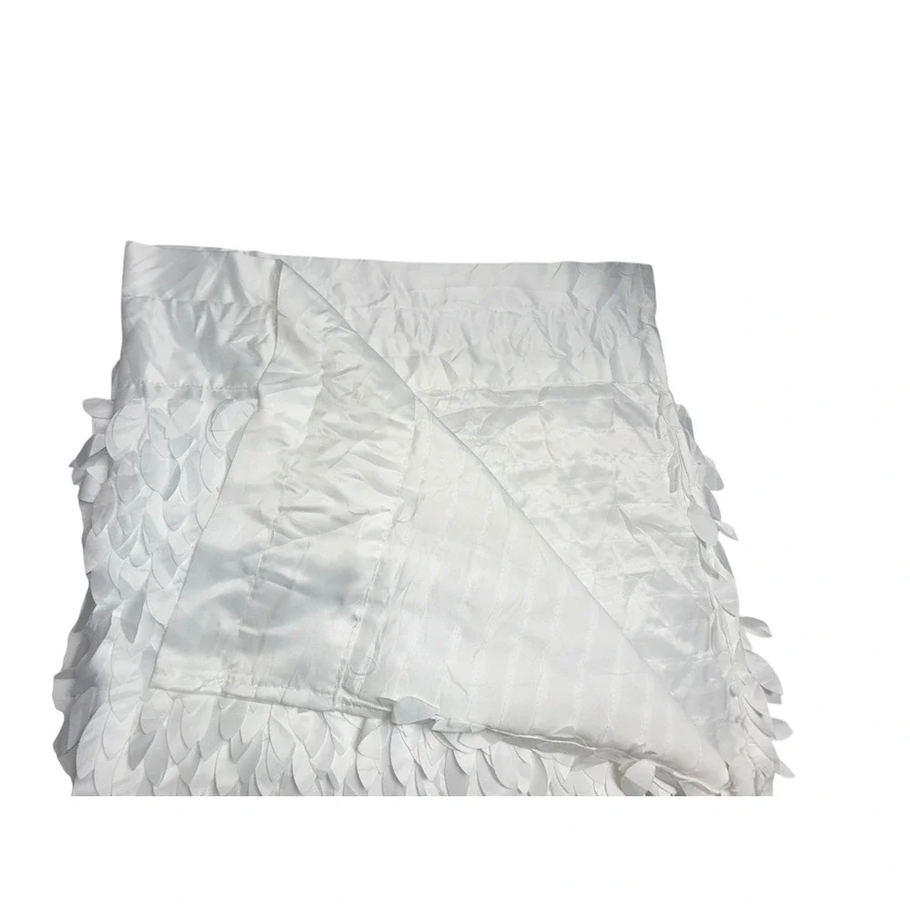 Set of 4 White Leaf Fringe Curtains Panels Drapes 84 Long 3D Unique Style